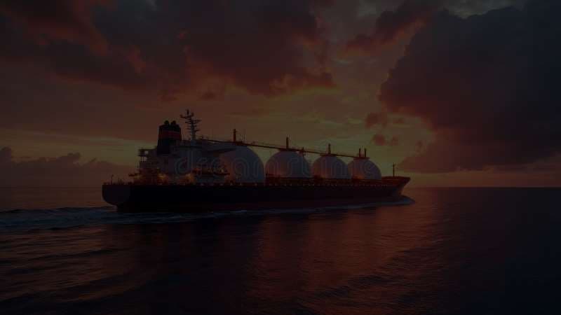 LNG carrier underway at dusk